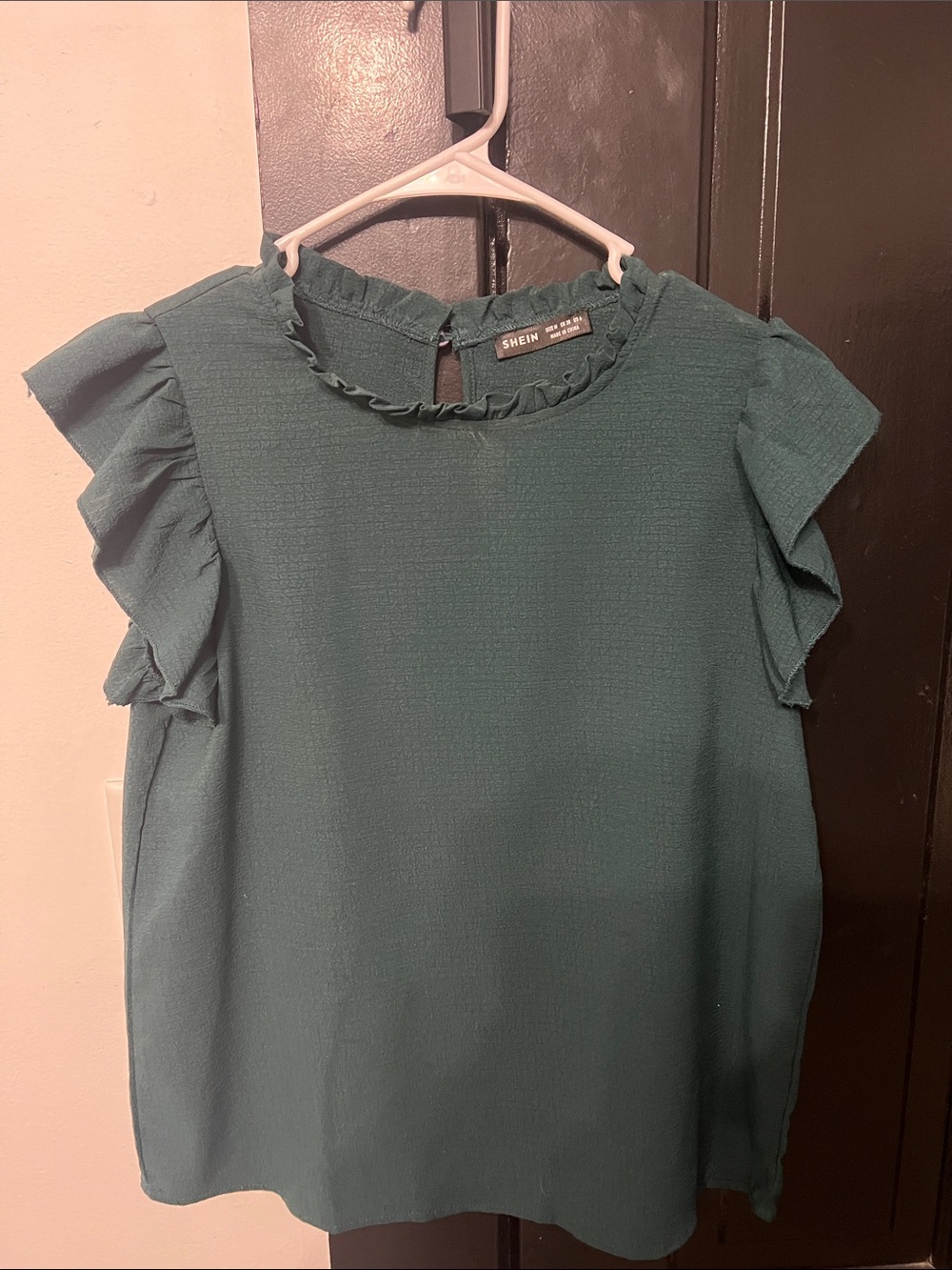 SHEIN Teal Ruffle Sleeve Blouse